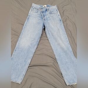 Agolde Light Blue Wash Criss Cross High Rise Wide Straight Leg Jeans Size 27